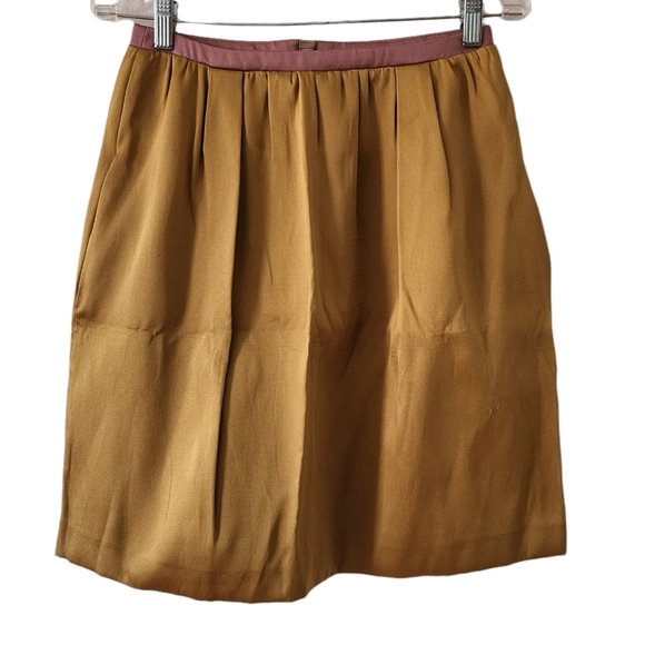 ODEEH  Gold Silk Blend Skirt - Picture 1 of 9